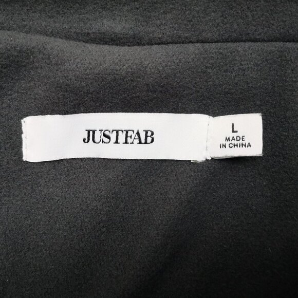 JustFab Ladies Size Large Dark Grey 3 Button Front Closure Lined Coat - Picture 3 of 10